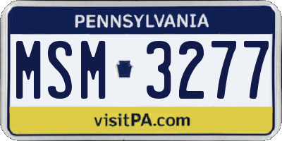 PA license plate MSM3277