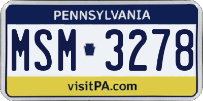 PA license plate MSM3278