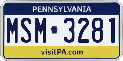 PA license plate MSM3281