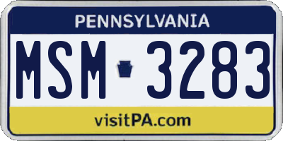 PA license plate MSM3283