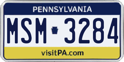 PA license plate MSM3284
