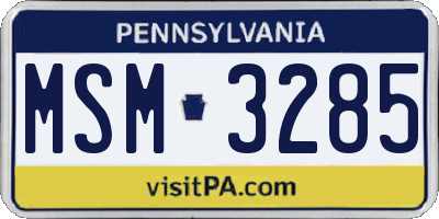 PA license plate MSM3285