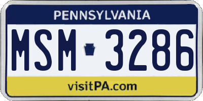 PA license plate MSM3286