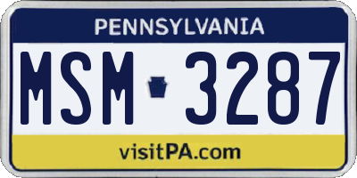 PA license plate MSM3287