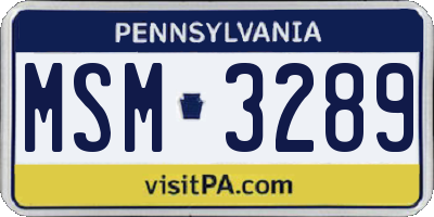 PA license plate MSM3289