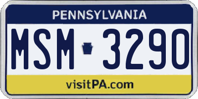 PA license plate MSM3290