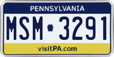 PA license plate MSM3291