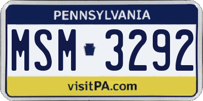 PA license plate MSM3292