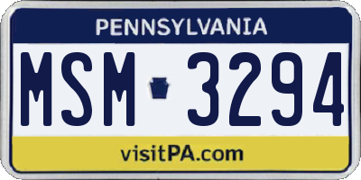 PA license plate MSM3294