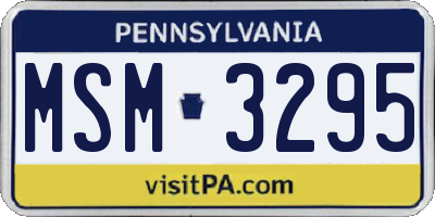 PA license plate MSM3295