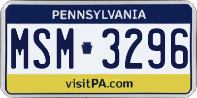 PA license plate MSM3296