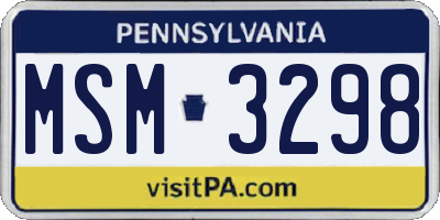 PA license plate MSM3298