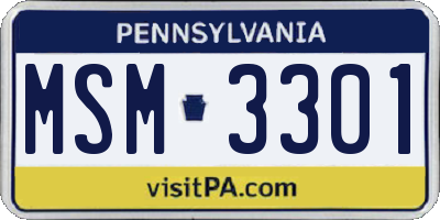 PA license plate MSM3301