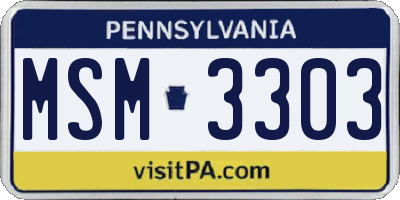 PA license plate MSM3303