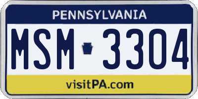 PA license plate MSM3304