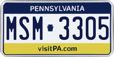PA license plate MSM3305