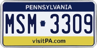 PA license plate MSM3309