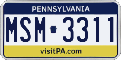 PA license plate MSM3311