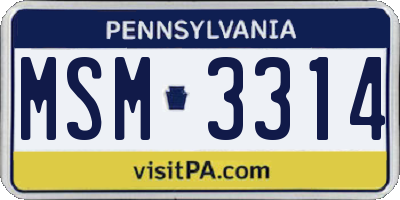 PA license plate MSM3314