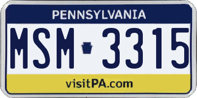 PA license plate MSM3315