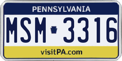 PA license plate MSM3316