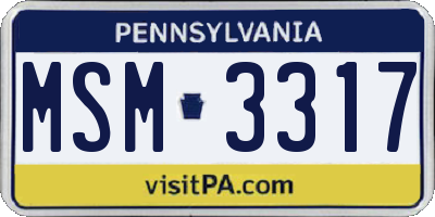 PA license plate MSM3317