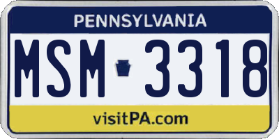 PA license plate MSM3318