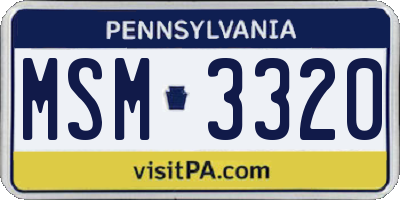 PA license plate MSM3320
