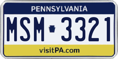 PA license plate MSM3321