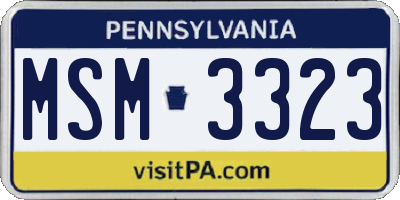 PA license plate MSM3323