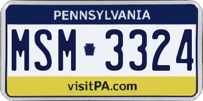 PA license plate MSM3324