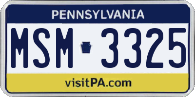 PA license plate MSM3325