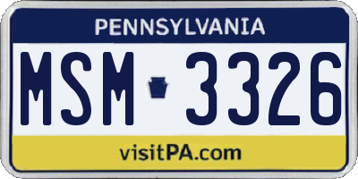 PA license plate MSM3326