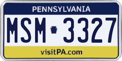 PA license plate MSM3327