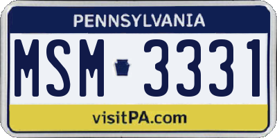 PA license plate MSM3331
