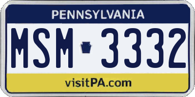 PA license plate MSM3332