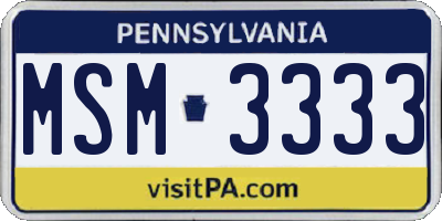 PA license plate MSM3333
