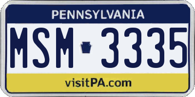 PA license plate MSM3335