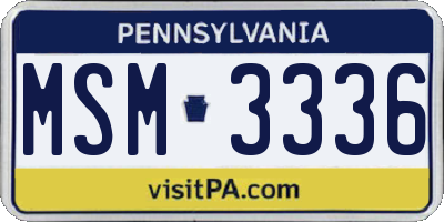 PA license plate MSM3336