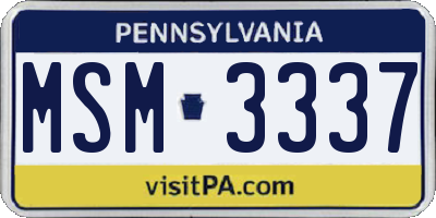 PA license plate MSM3337
