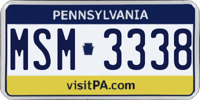 PA license plate MSM3338