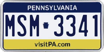 PA license plate MSM3341