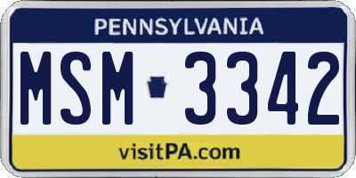 PA license plate MSM3342