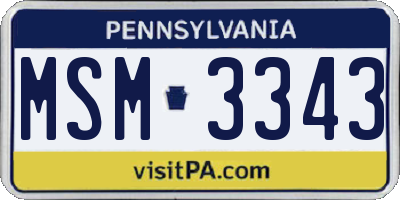 PA license plate MSM3343