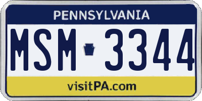 PA license plate MSM3344