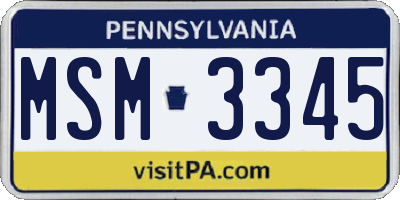 PA license plate MSM3345