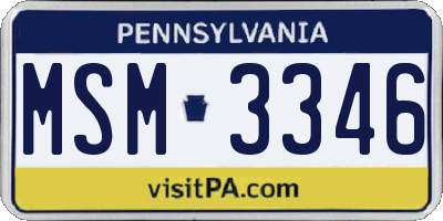 PA license plate MSM3346
