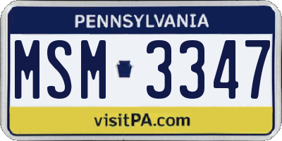 PA license plate MSM3347