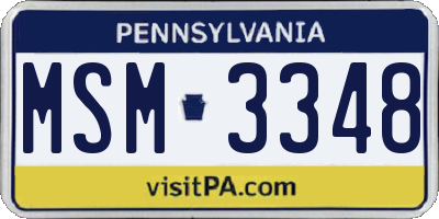 PA license plate MSM3348