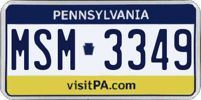 PA license plate MSM3349